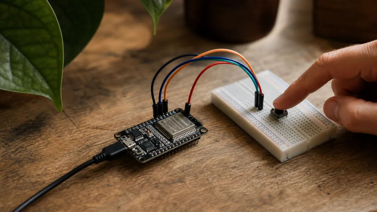 Bouton poussoir esp32 : câblage, pull-down et code complet